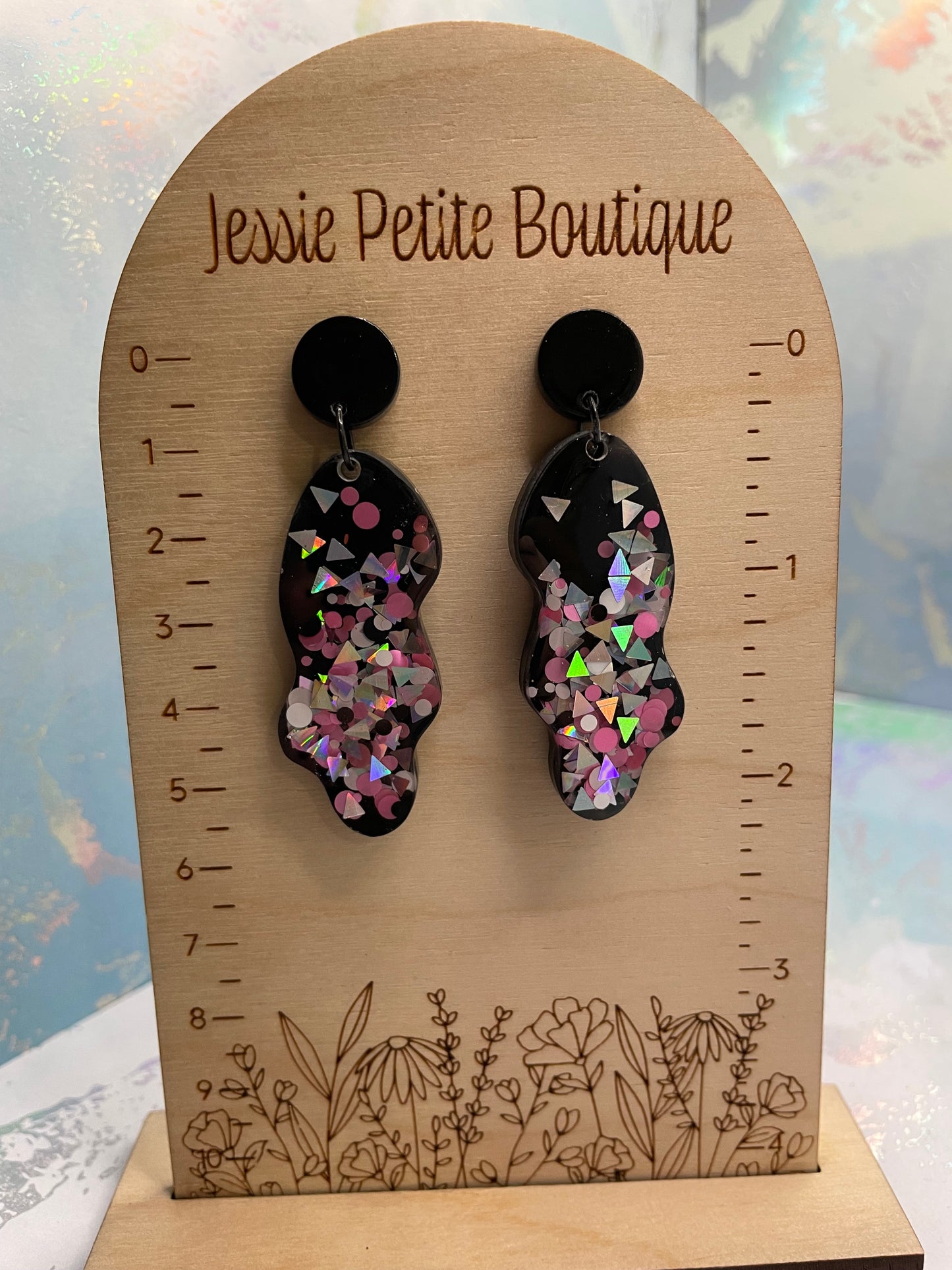 Stacey: Pink, White, & Grey Earrings -Nickel Free