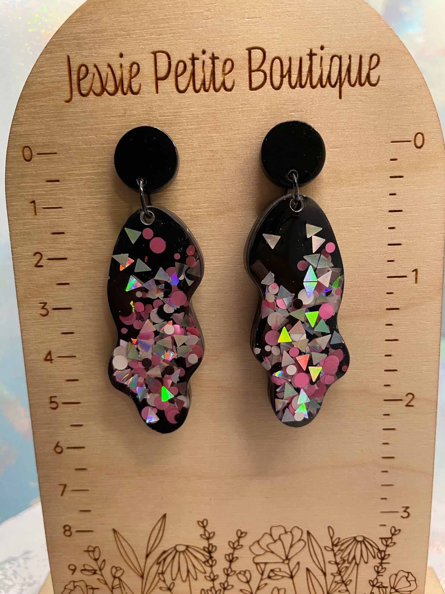 Stacey: Pink, White, & Grey Earrings -Nickel Free