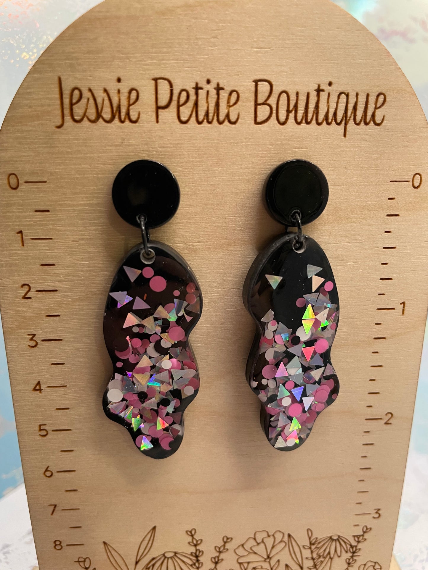 Stacey: Pink, White, & Grey Earrings -Nickel Free