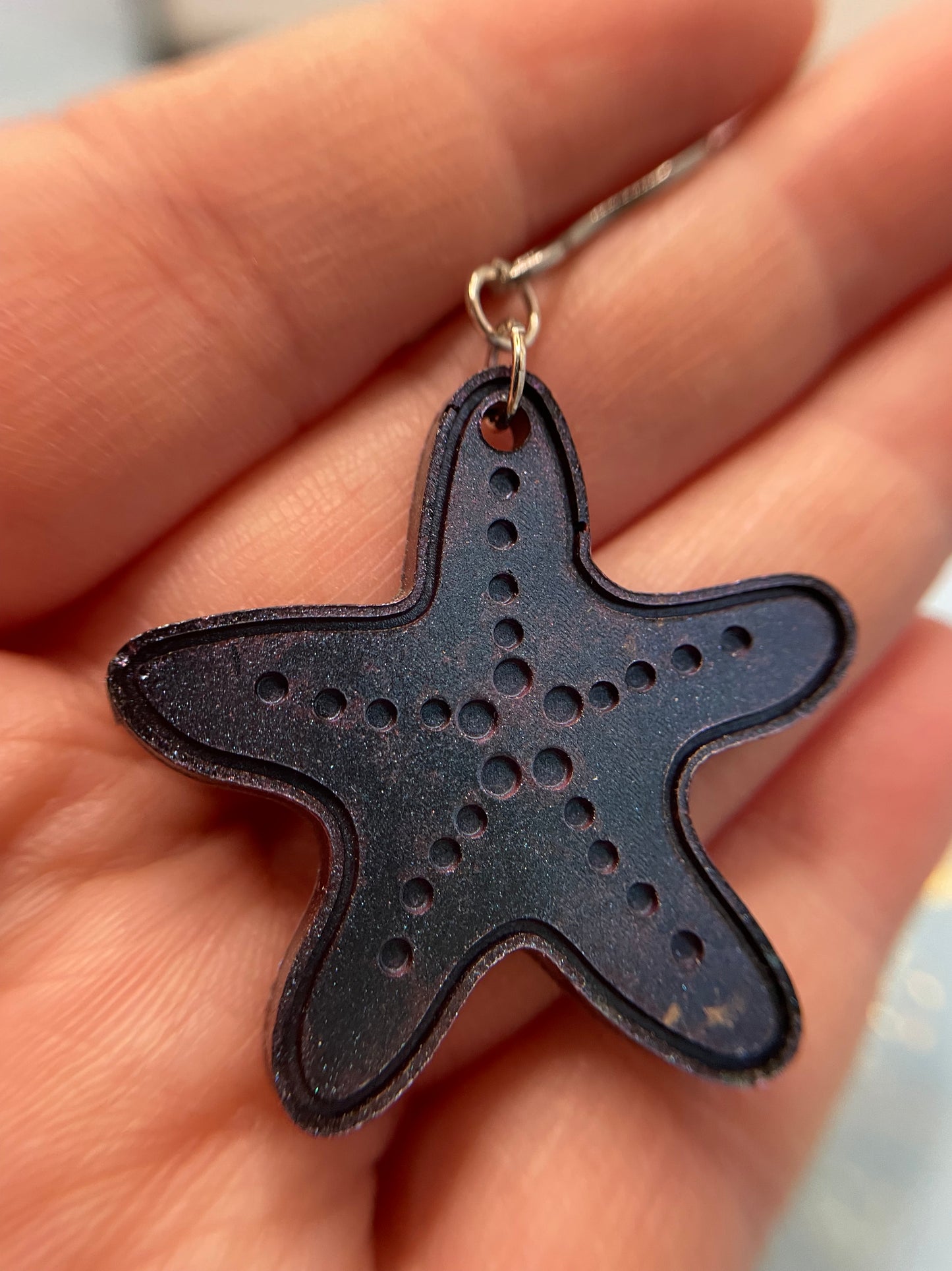 Boucles d'oreilles étoile de mer mauve caméléon-Acier Inoxydable