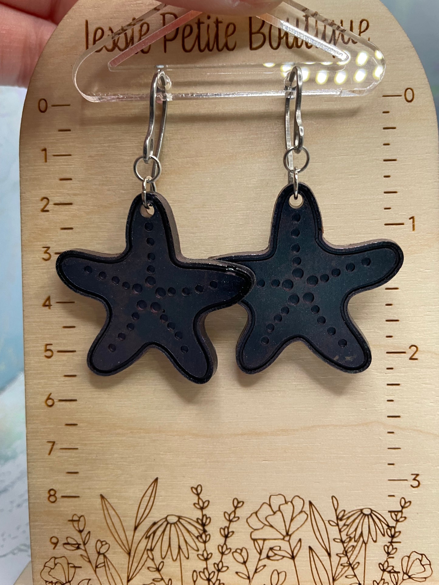 Boucles d'oreilles étoile de mer mauve caméléon-Acier Inoxydable