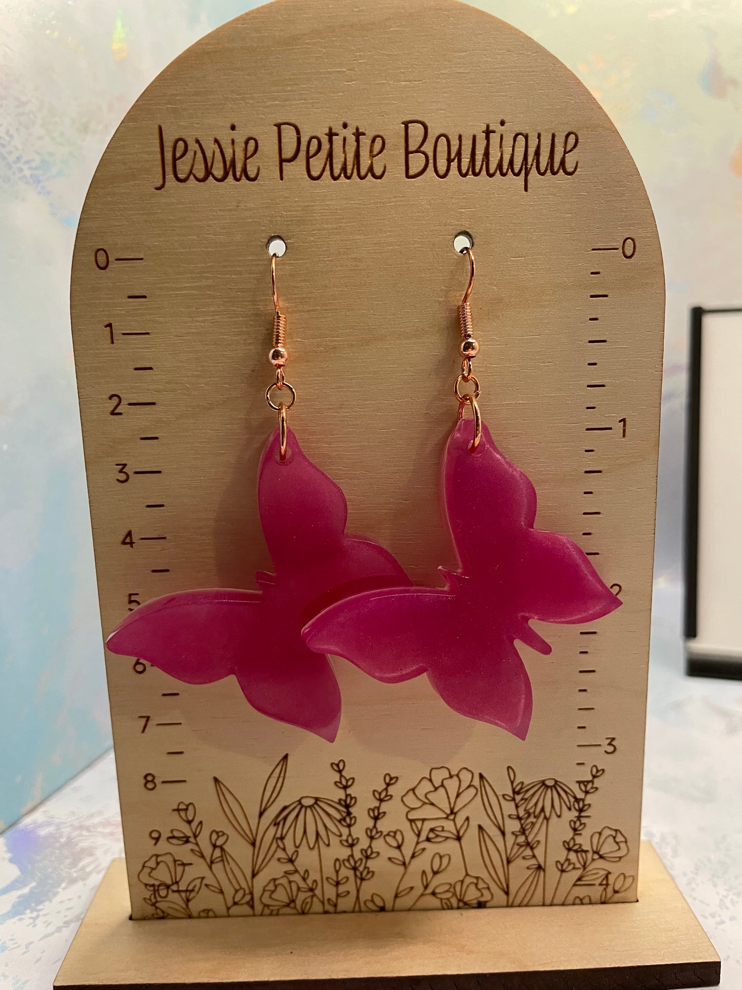 Boucles d'oreilles papillon rose