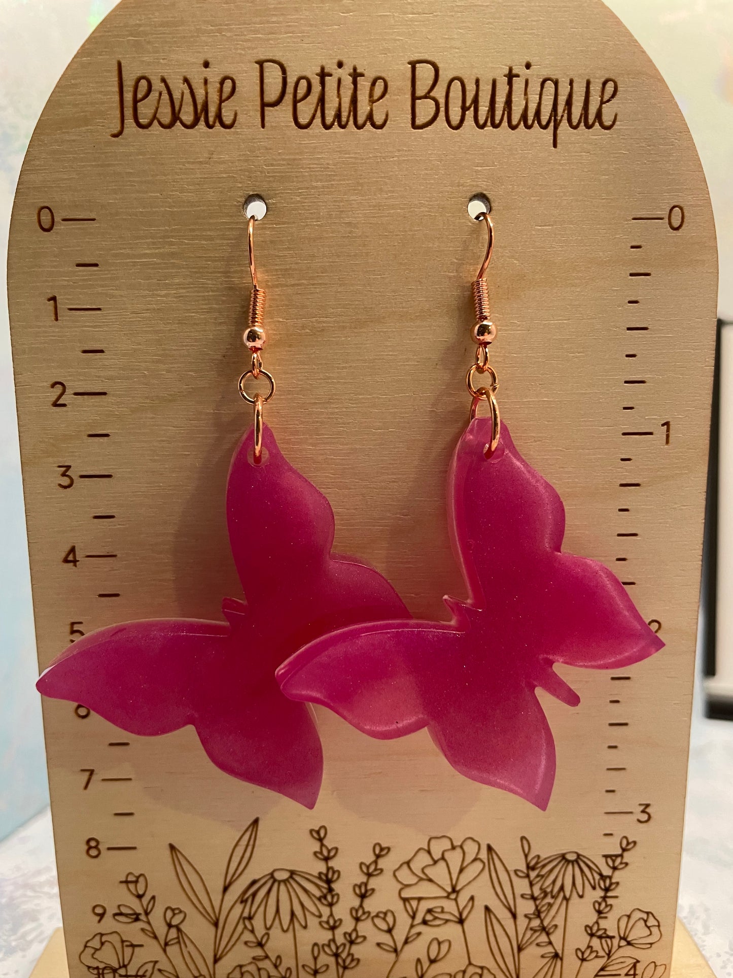 Boucles d'oreilles papillon rose