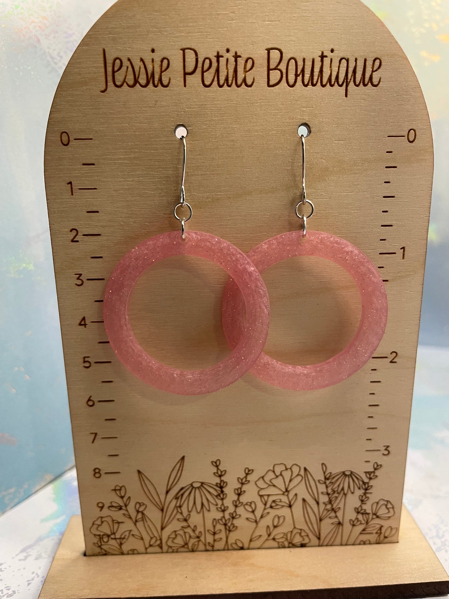 Boucles d'oreilles cercle rose scintillant -Acier inoxydable