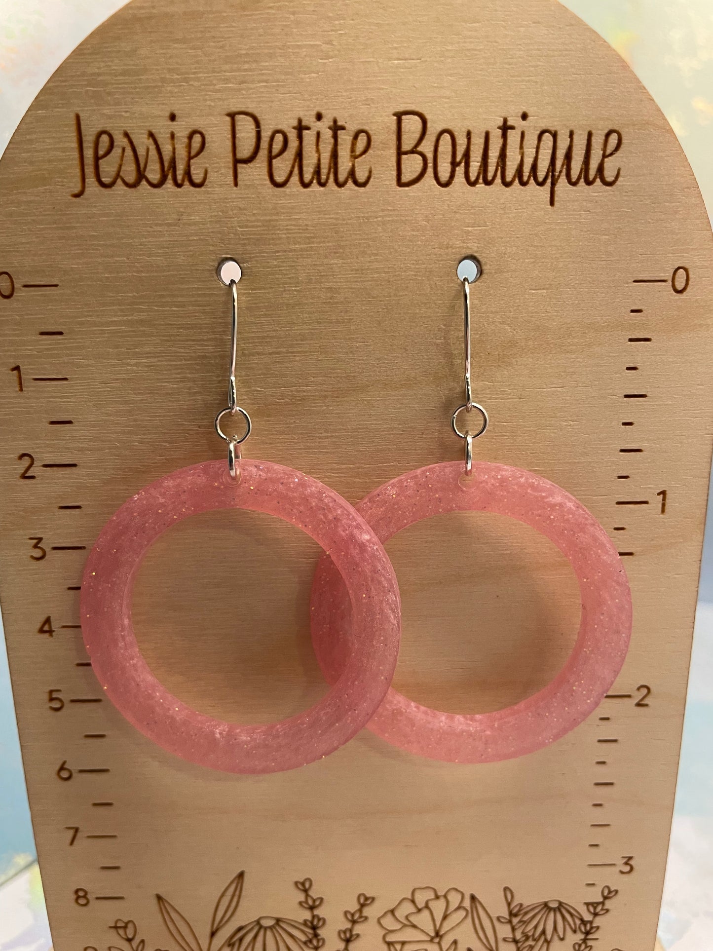 Boucles d'oreilles cercle rose scintillant -Acier inoxydable
