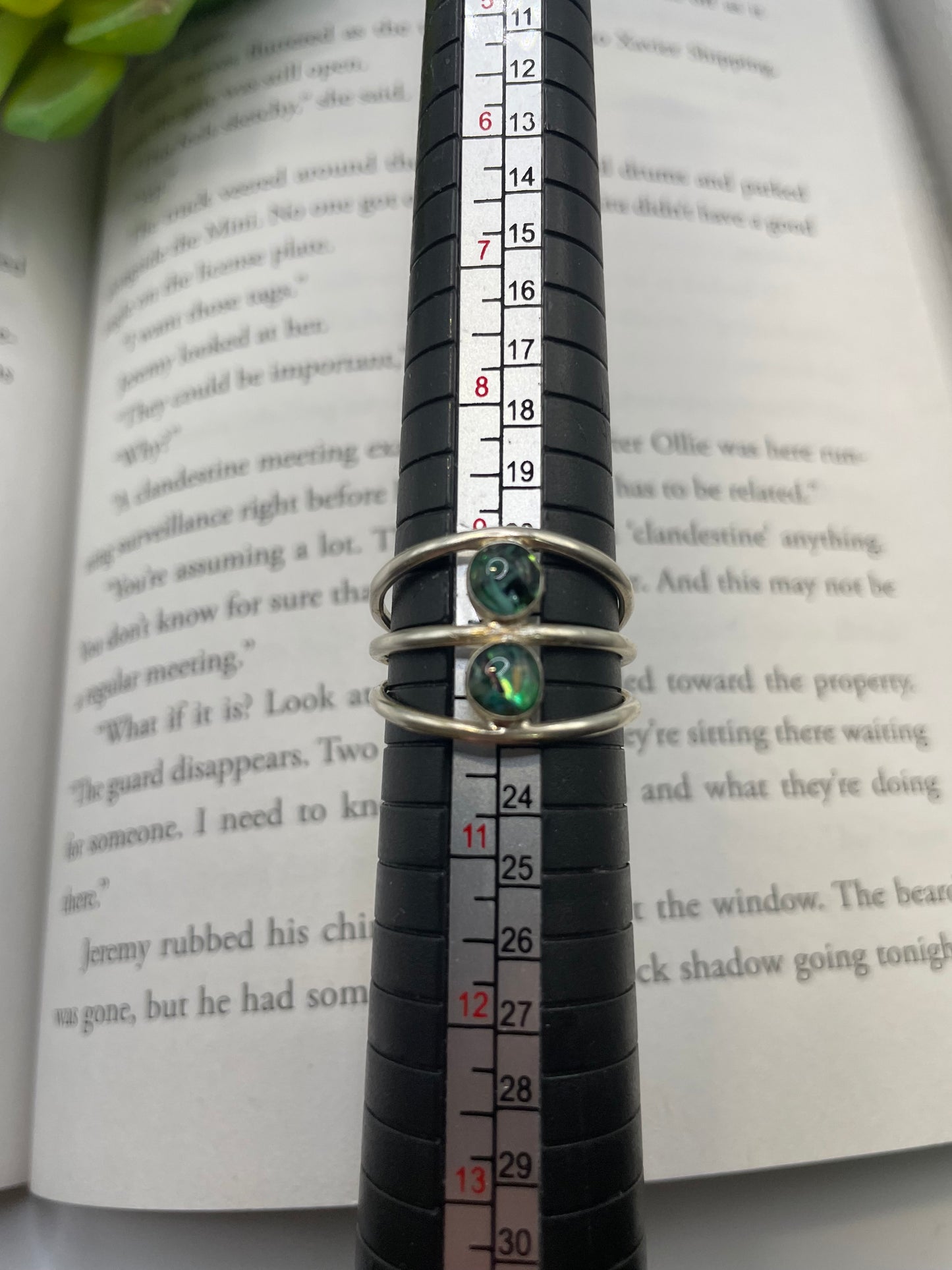 Double Teal Shell Resin Ring-Size 10US