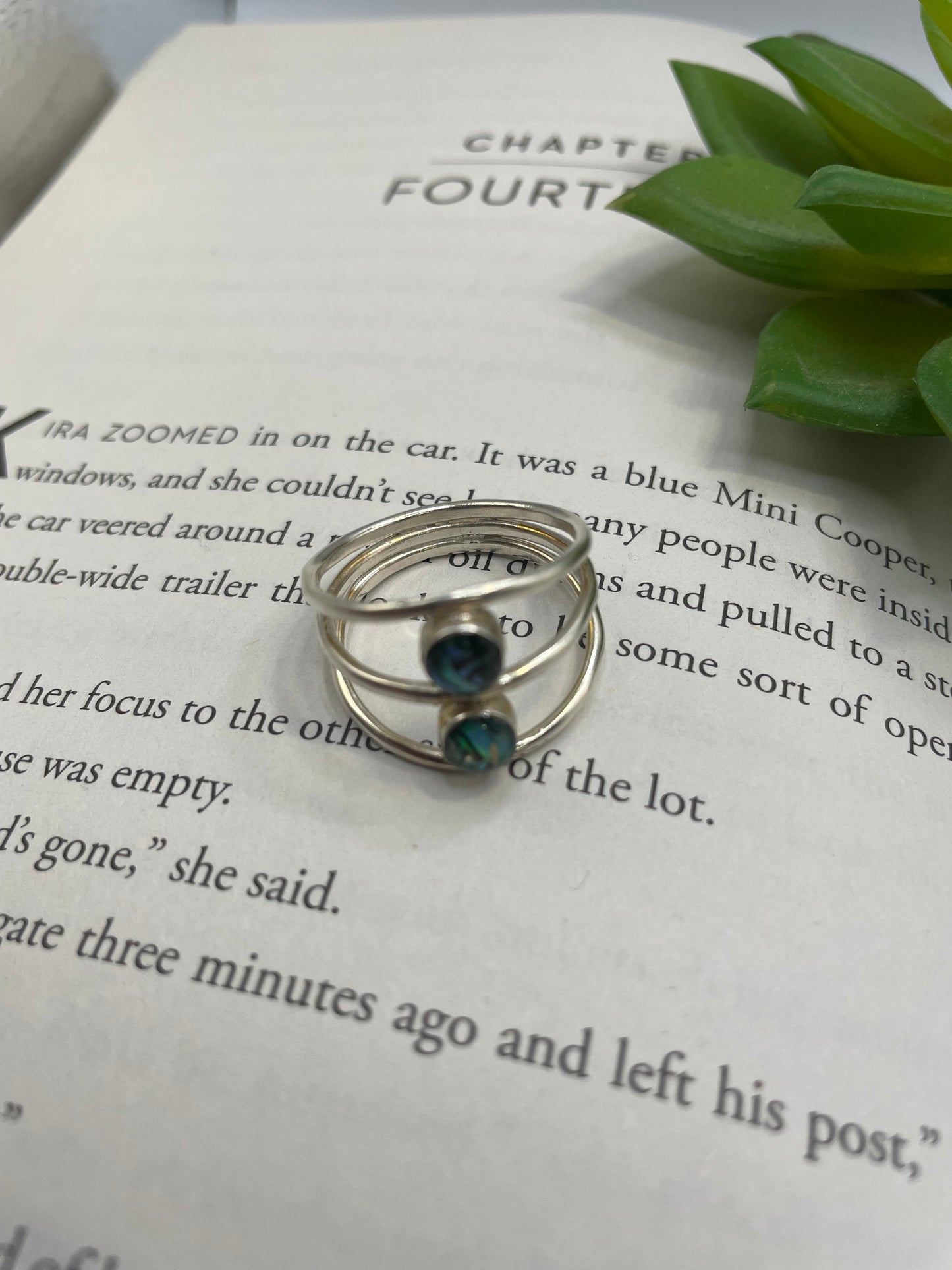 Double Teal Shell Resin Ring-Size 10US