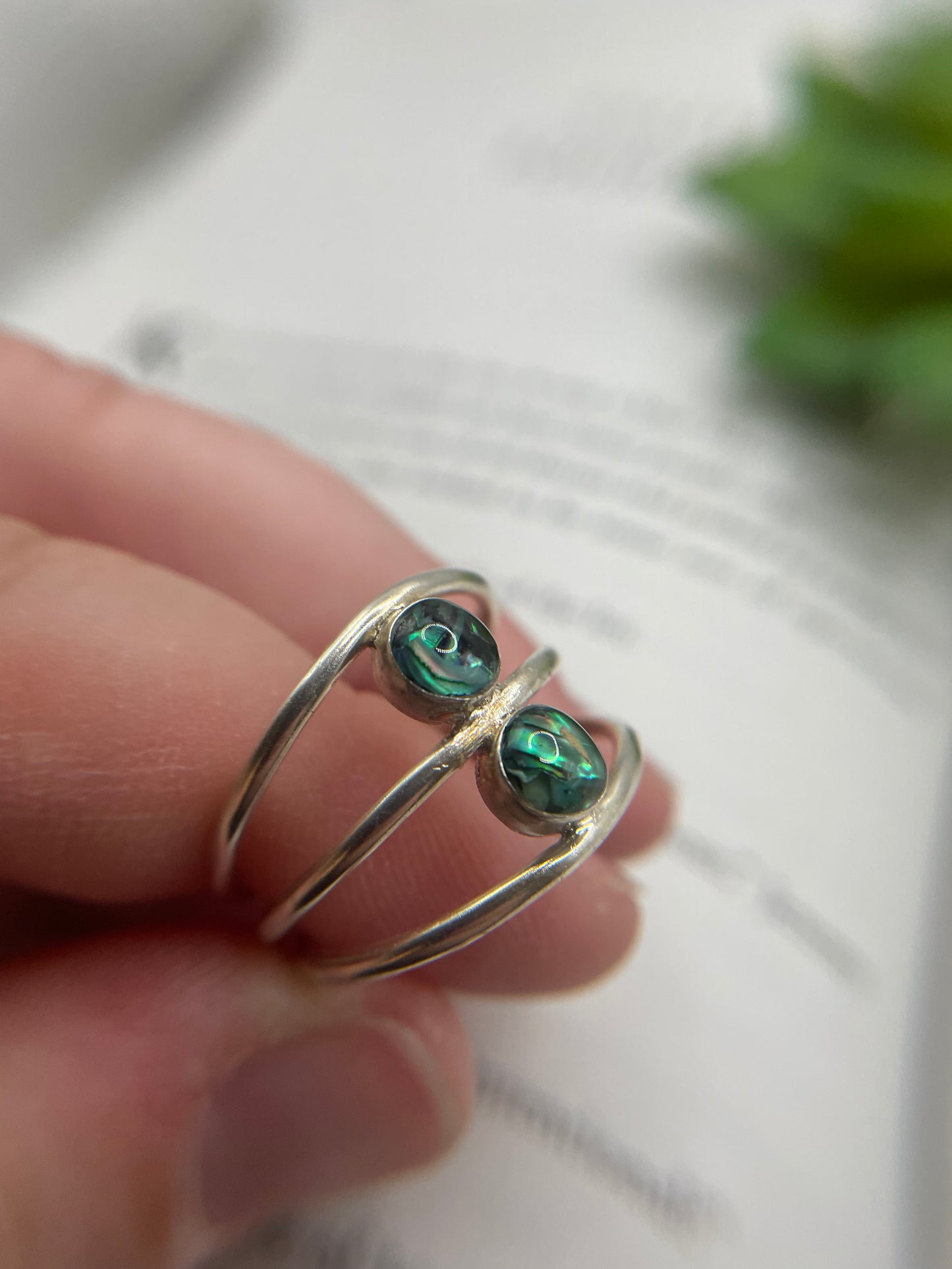 Double Teal Shell Resin Ring-Size 10US