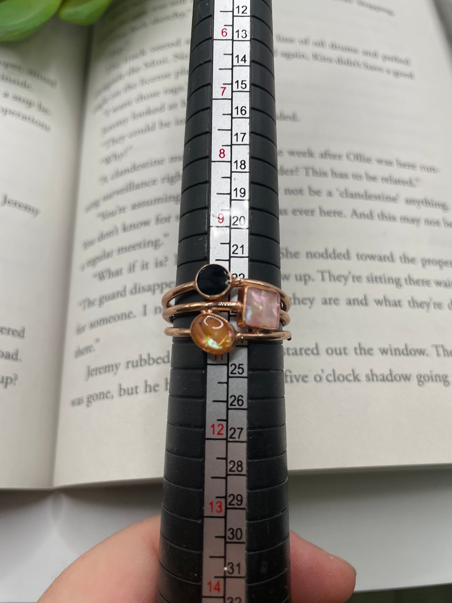 Triple Stone Rose Gold Ring-Size 10US