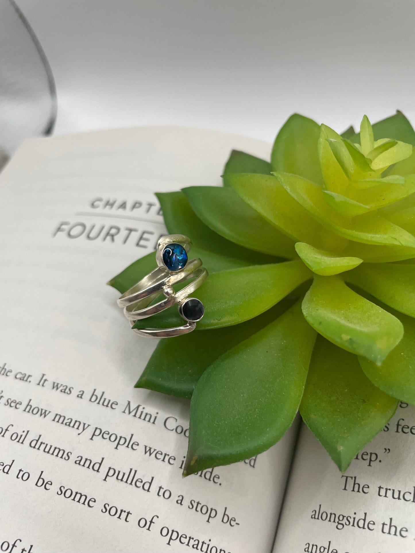 Double Stone Silver Ring-Size 8US