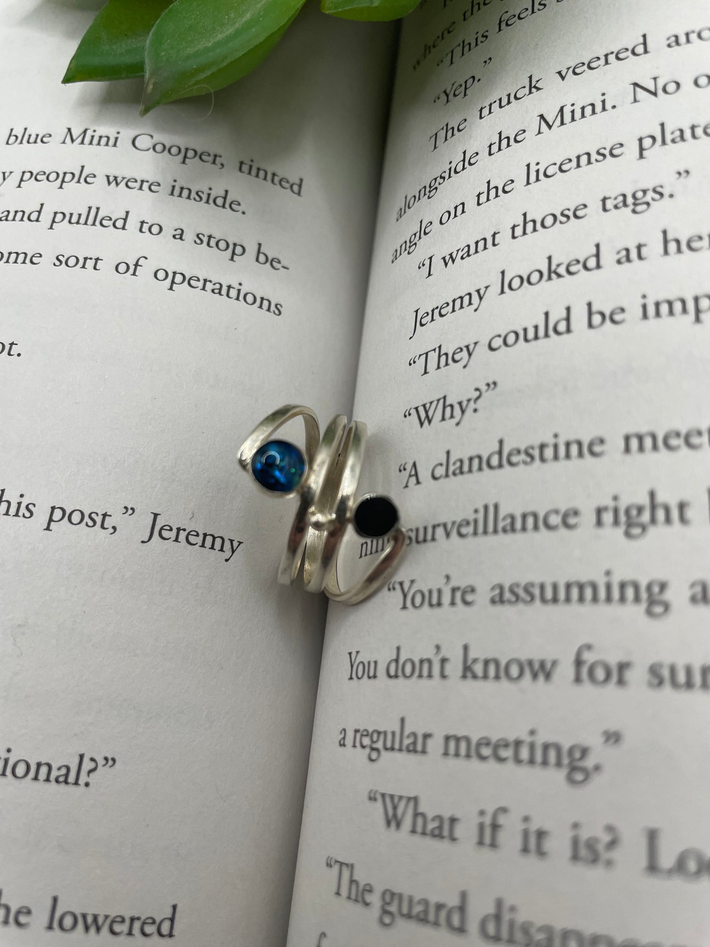 Double Stone Silver Ring-Size 8US