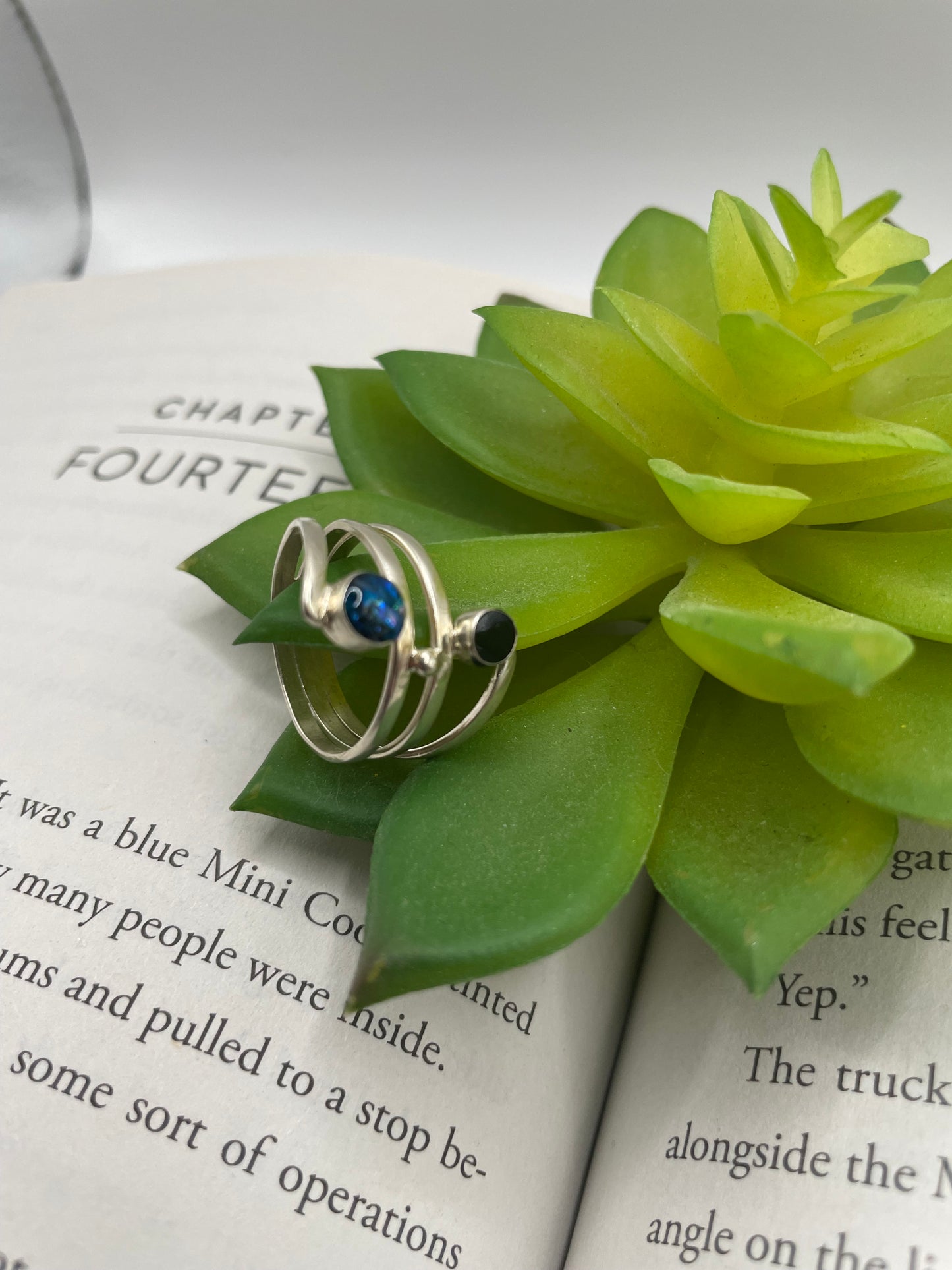 Double Stone Silver Ring-Size 8US