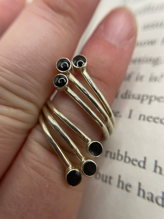 Bague ajustable à six pierres noires-Taille 8US