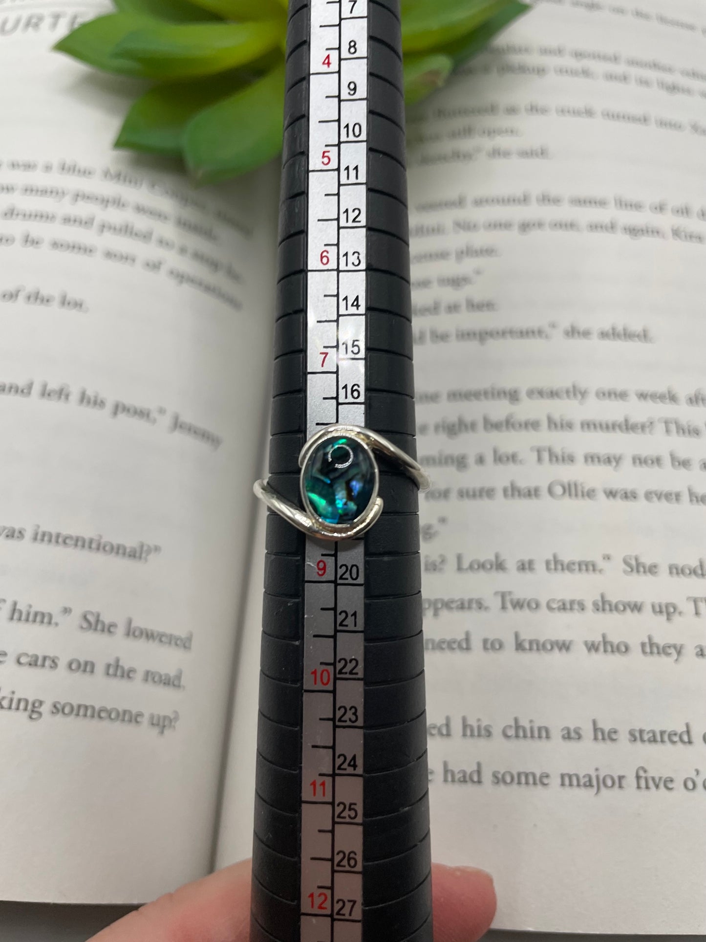 Oval Blue Shell Wrap Ring-Size 8US