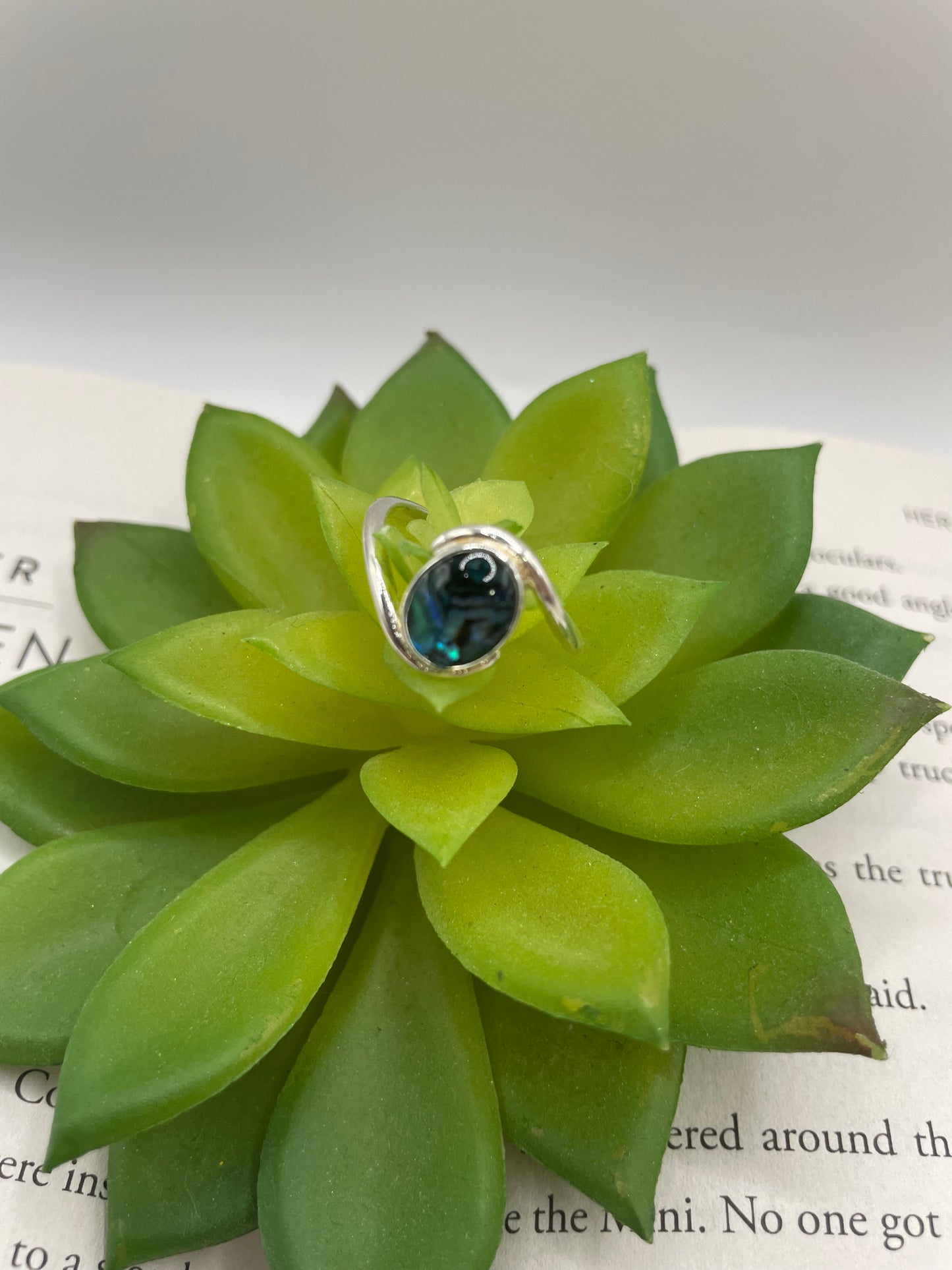 Oval Blue Shell Wrap Ring-Size 8US