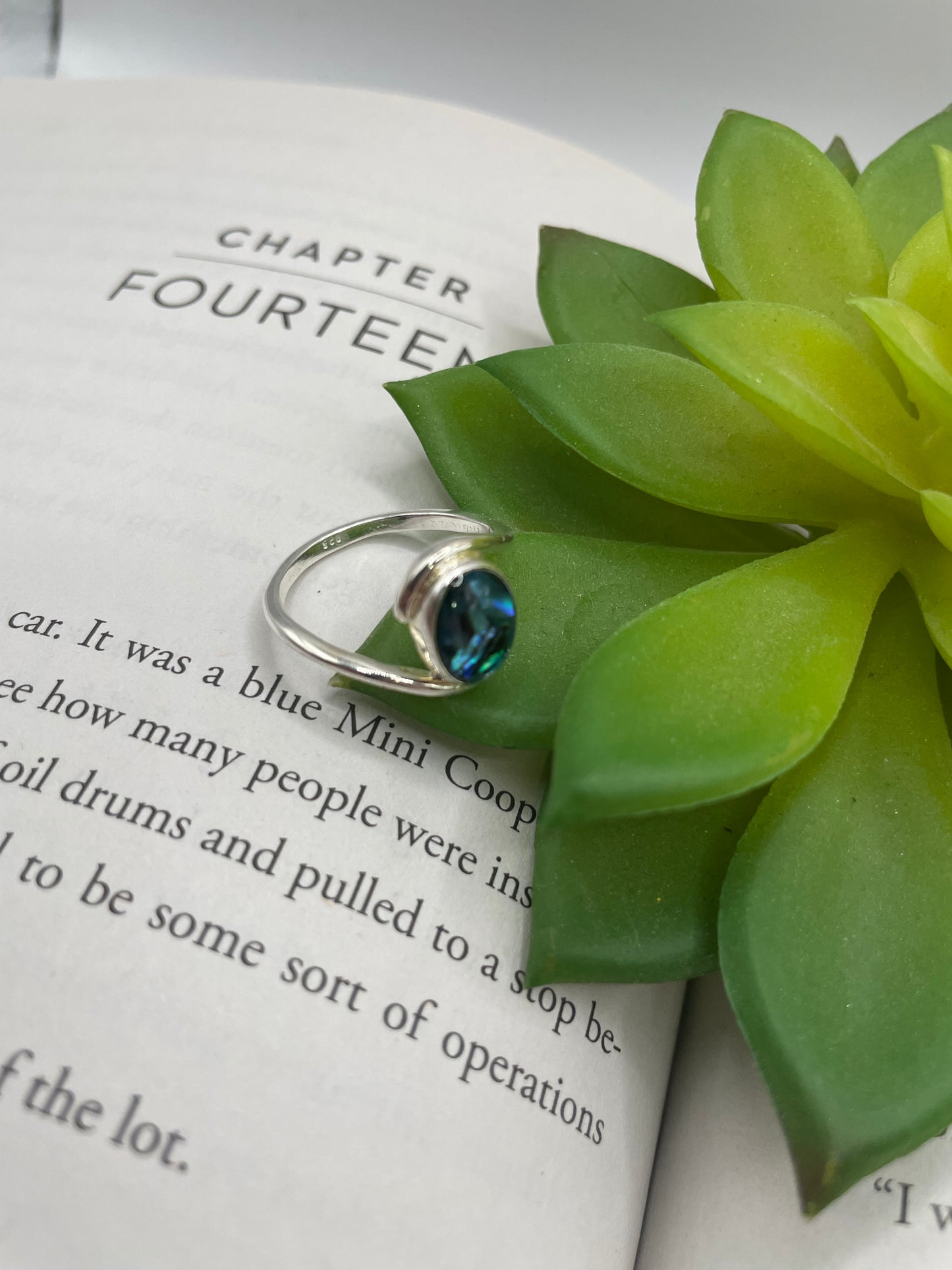 Oval Blue Shell Wrap Ring-Size 8US