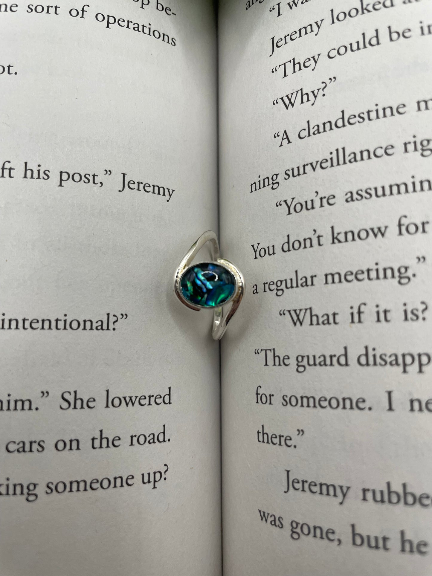 Oval Blue Shell Wrap Ring-Size 8US