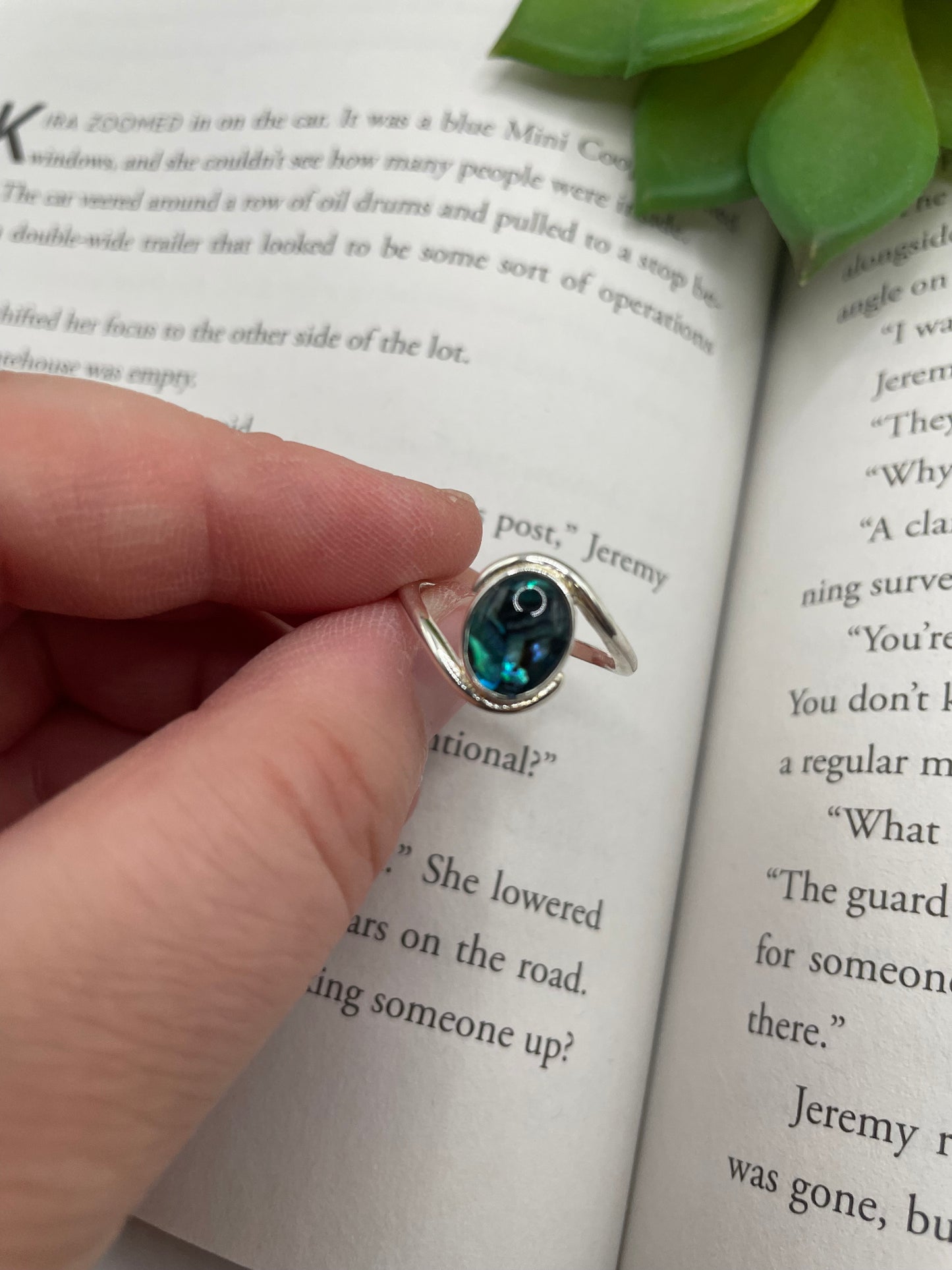 Oval Blue Shell Wrap Ring-Size 8US