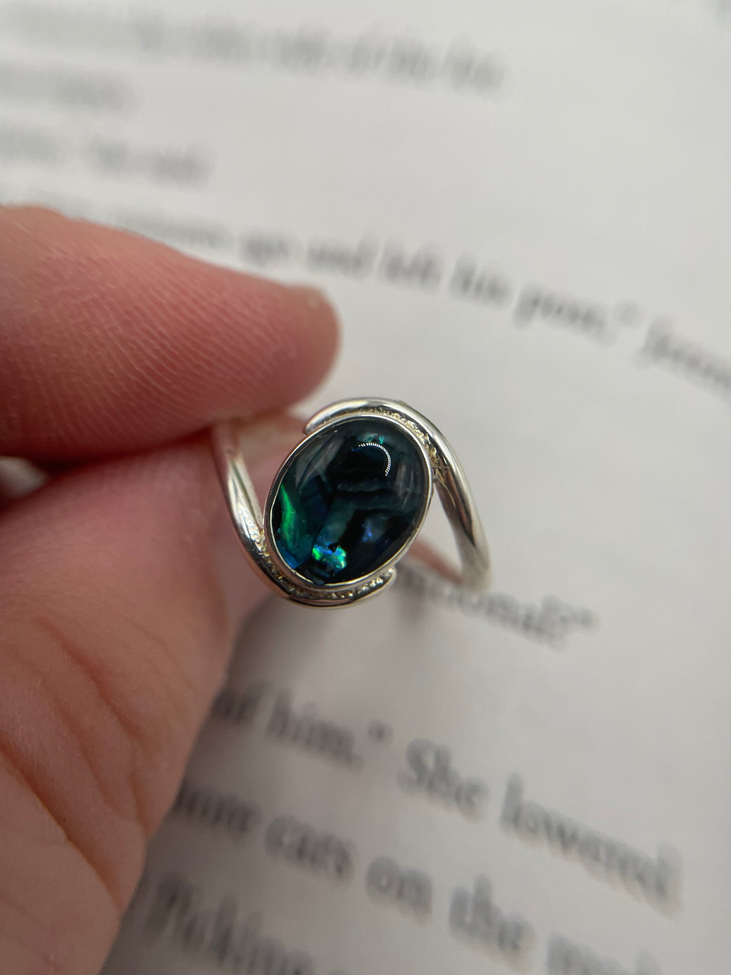 Oval Blue Shell Wrap Ring-Size 8US