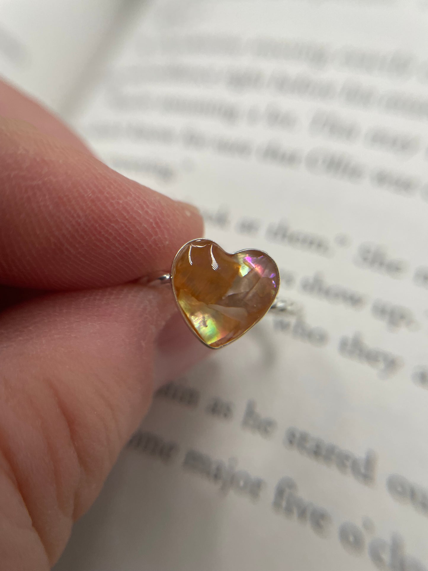 Pink Shell Heart Spiral Wire Ring-Size 8US