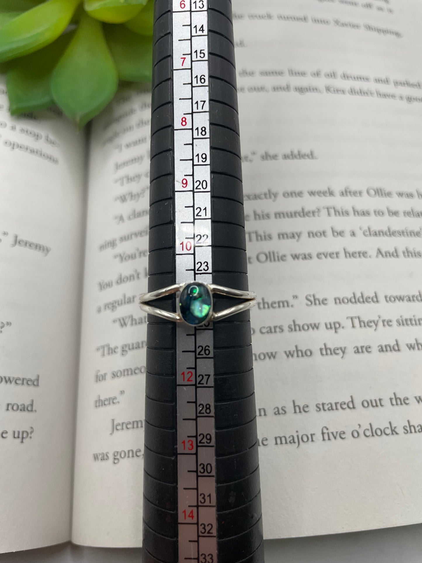 Oval Blue Shell Double Band Ring-Size 11US