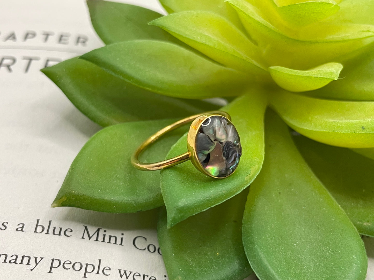 Gold Oval Shell Ring-Size 7½ US