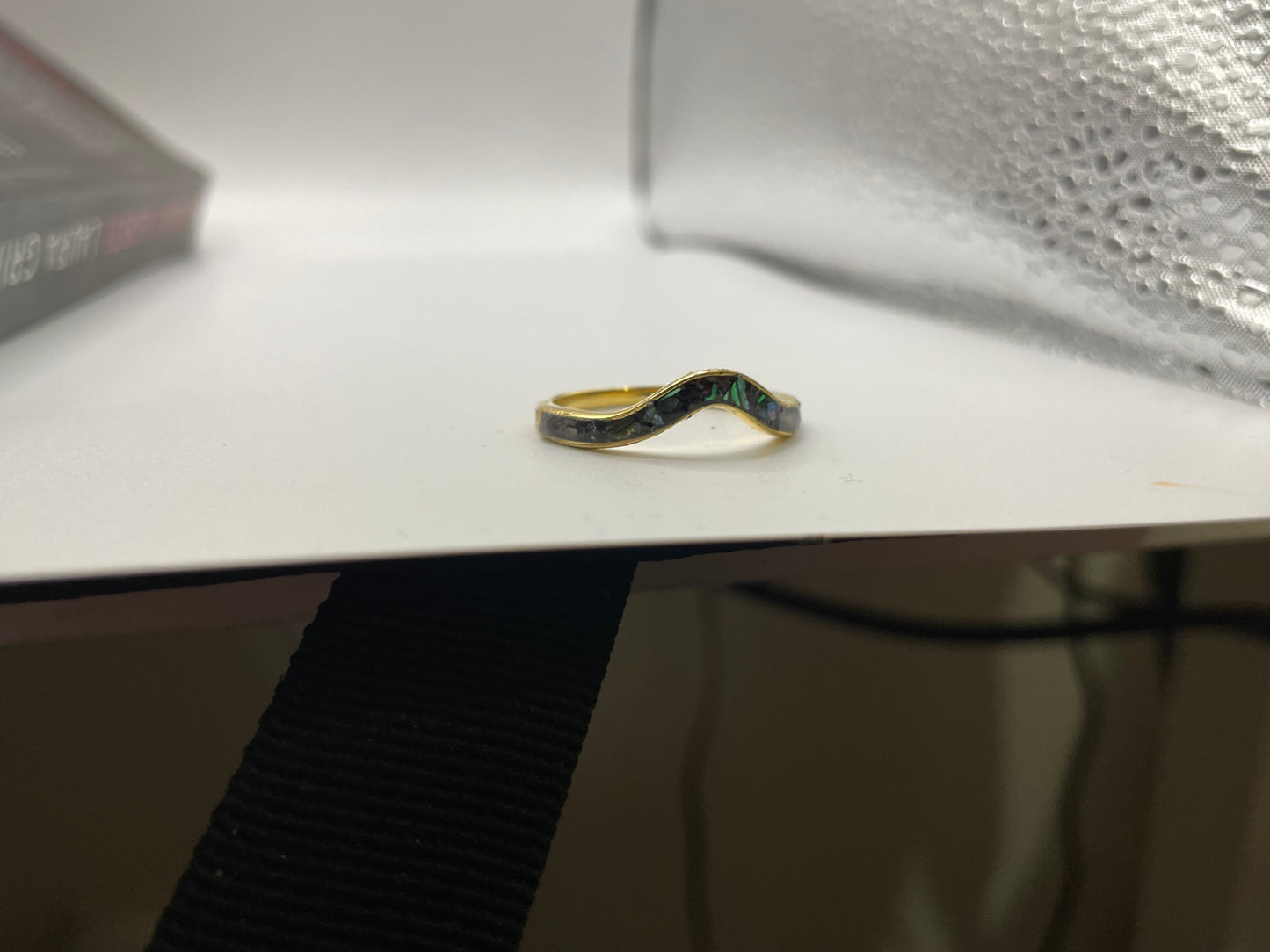 Gold Wave Shell Band Ring-Size 11US