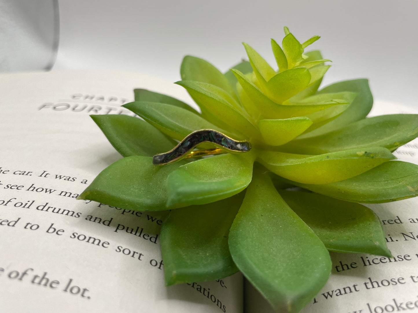 Gold Wave Shell Band Ring-Size 11US