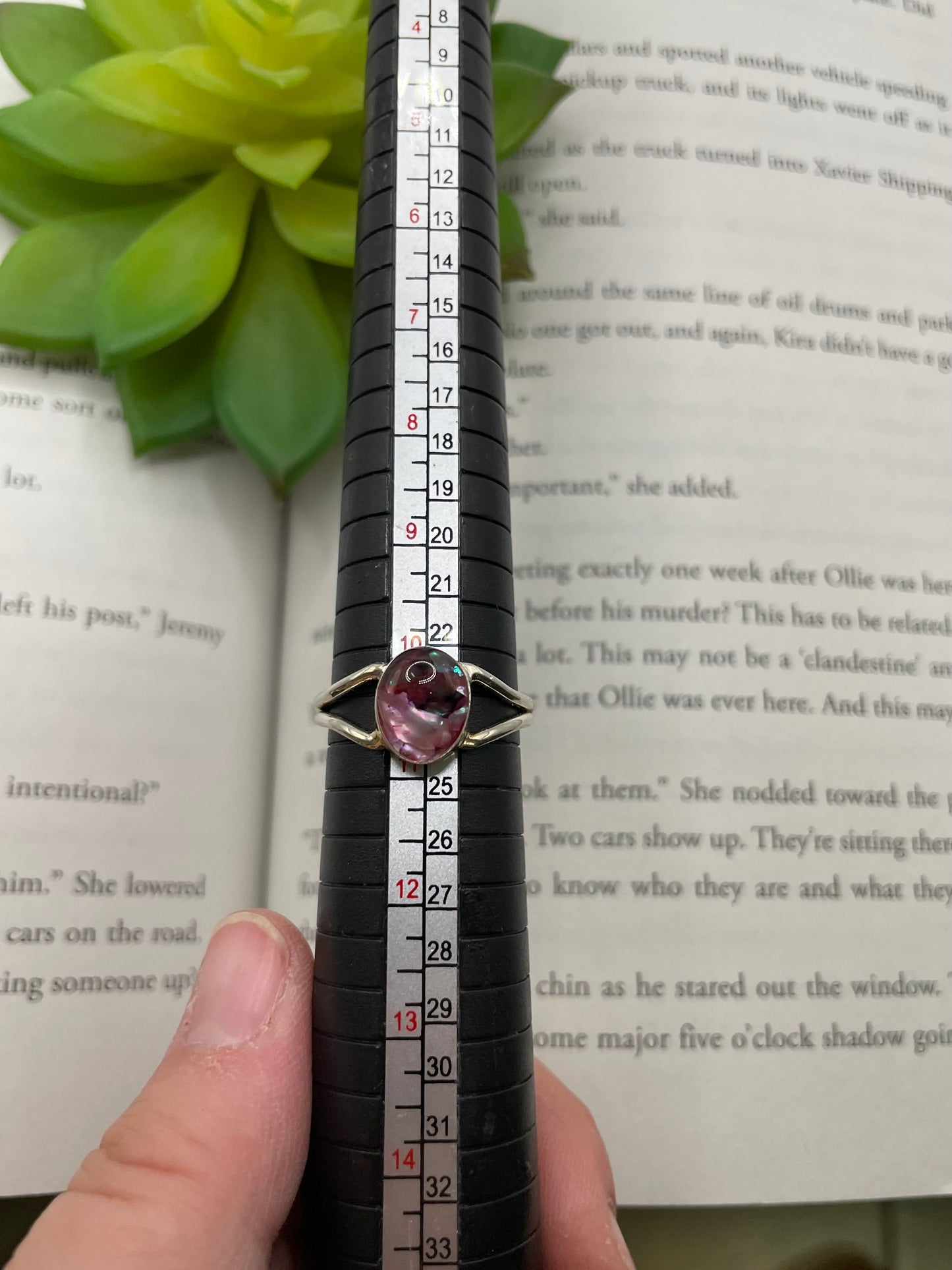 Pink Shell Oval Double Band Ring-Size 10½ US