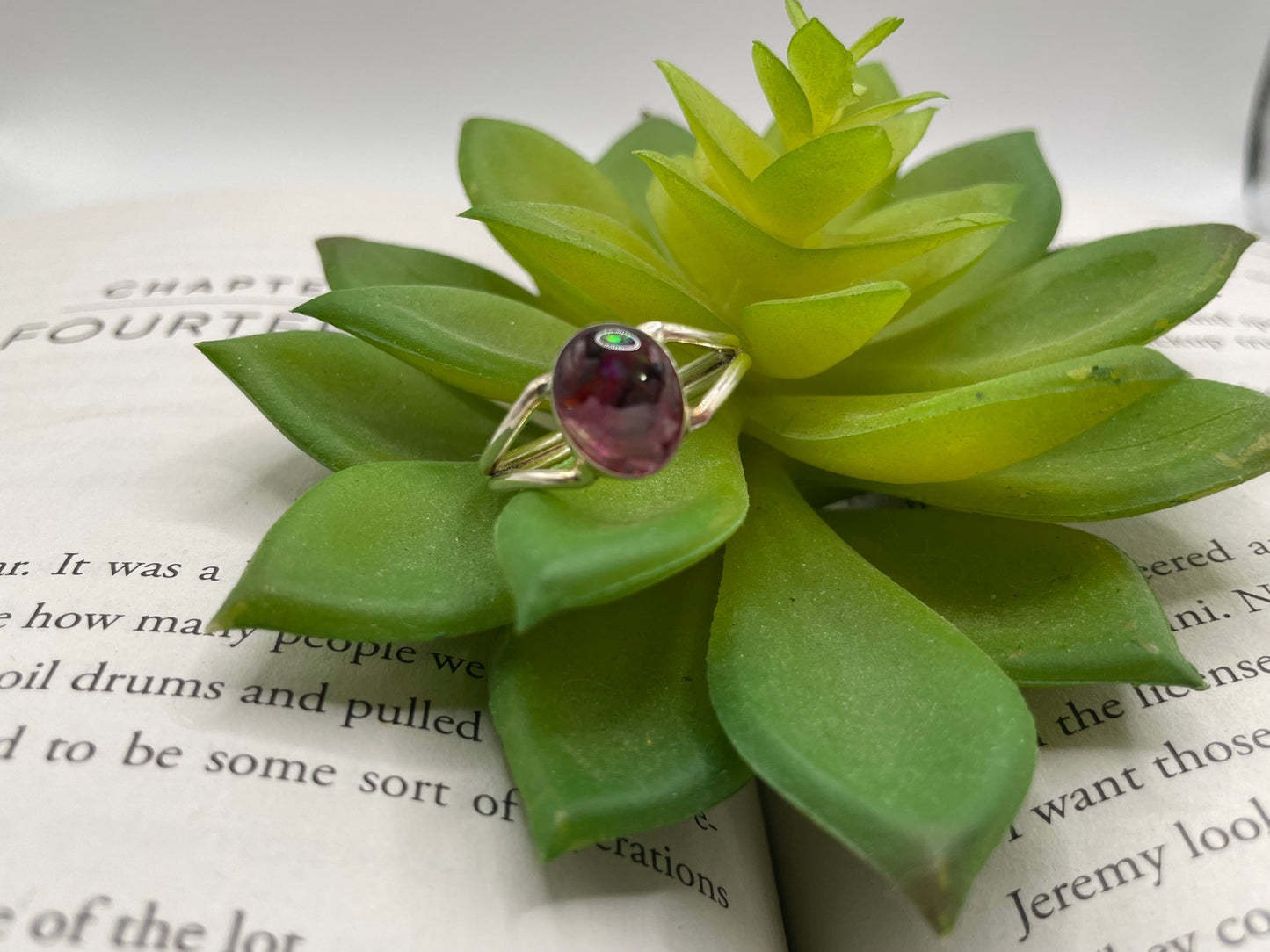 Pink Shell Oval Double Band Ring-Size 10½ US