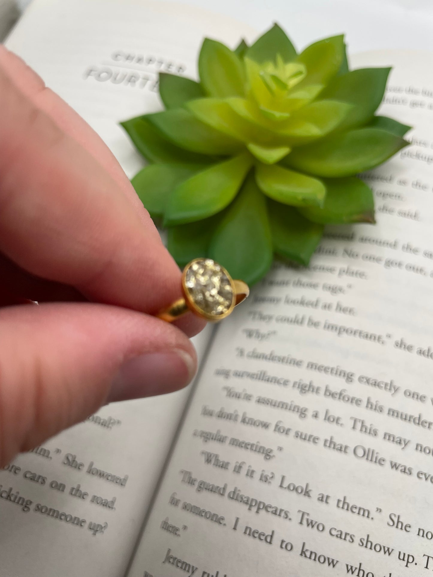 Gold Oval Textured Ring-Size 9US