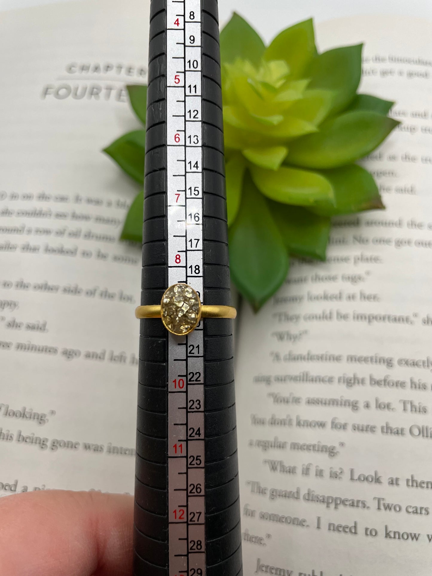 Gold Oval Textured Ring-Size 9US