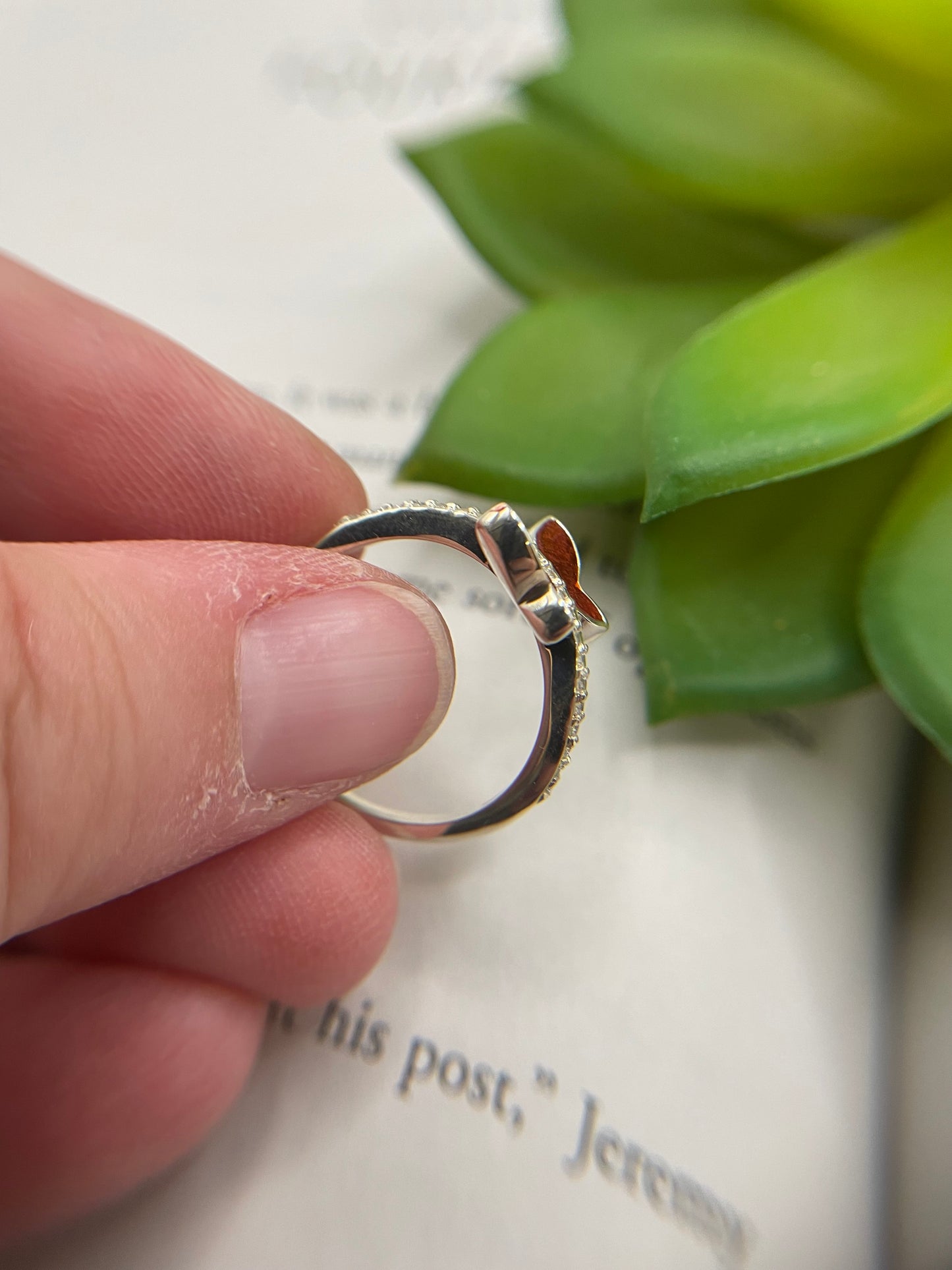 Red Butterfly ring with Zircon-Size 7 ½ US
