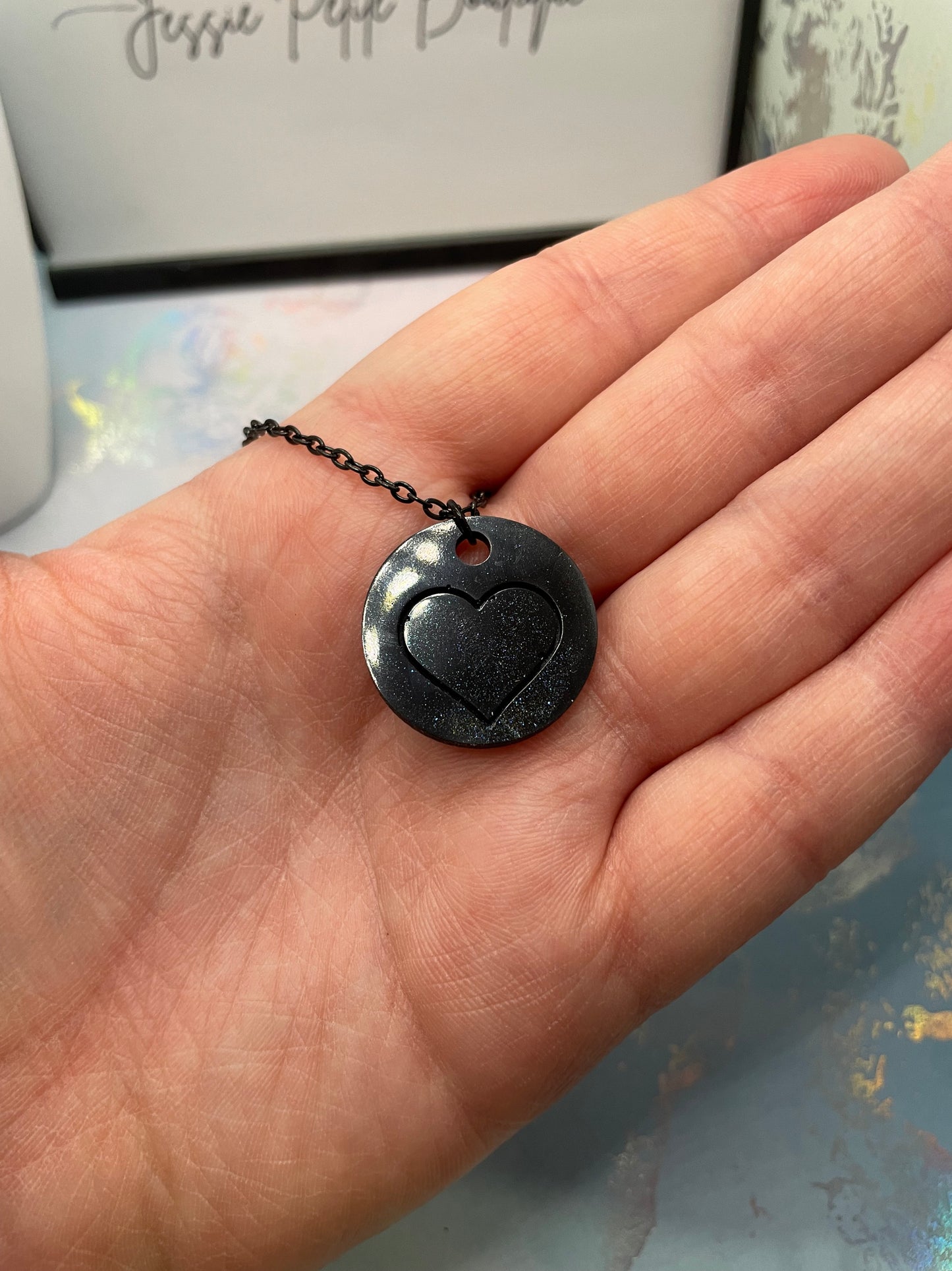 Collier cœur sur un cercle-18'' Sans nickel