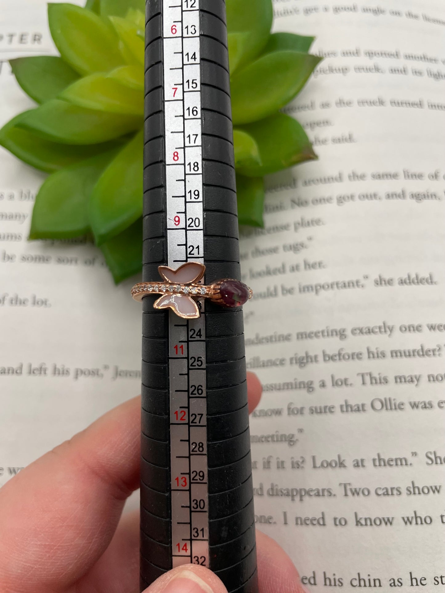 Rose Gold Butterfly Ring with Shell Accent-Size 10US