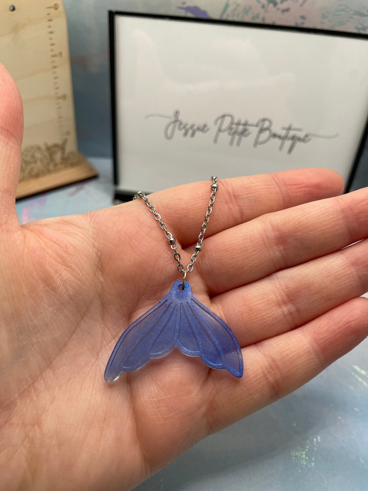 Collier queue de sirène bleue -26"Sans Nickel