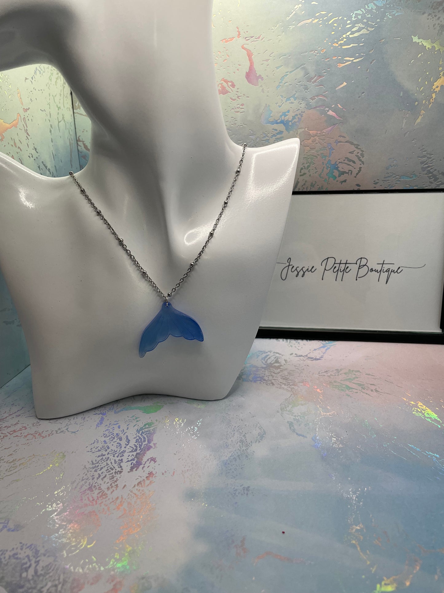 Collier queue de sirène bleue -26"Sans Nickel