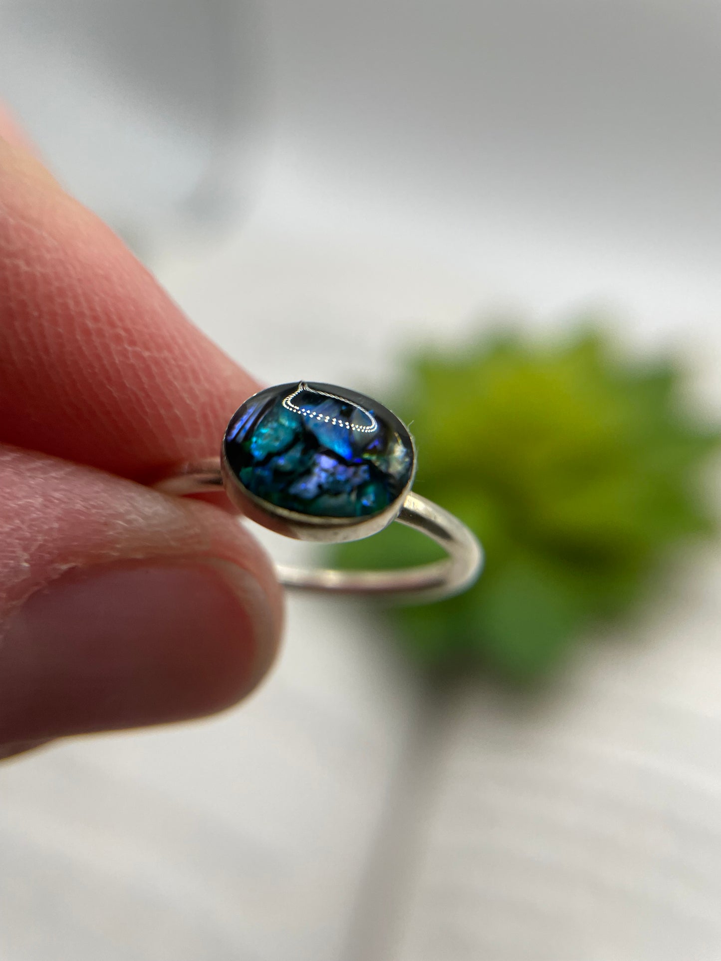 Blue Shell Oval Ring-Size 6US