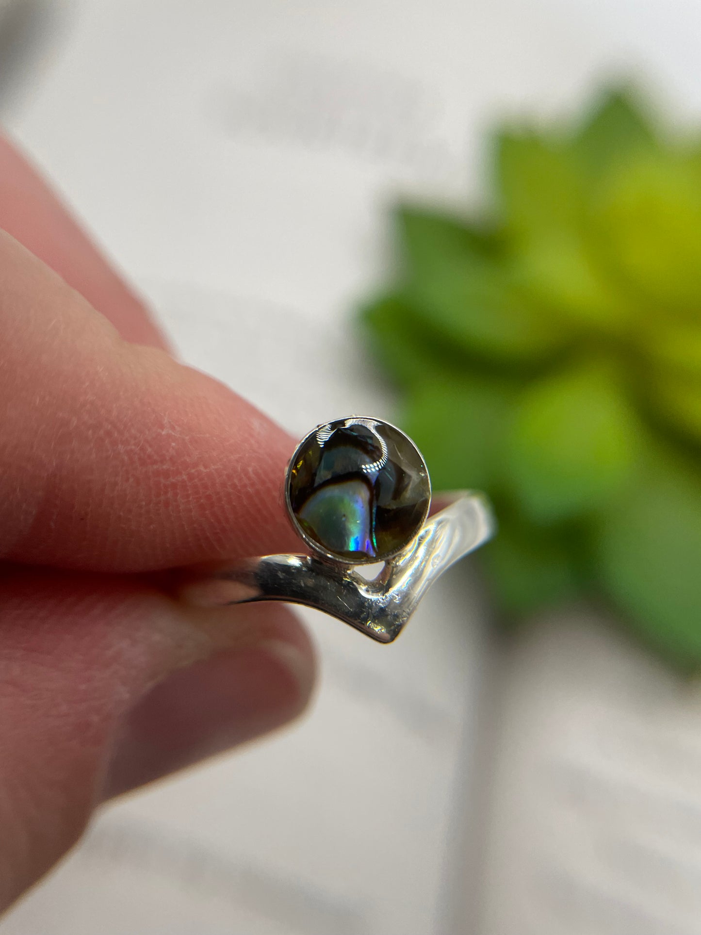 Abalone Shell Crown Ring-Size 9US