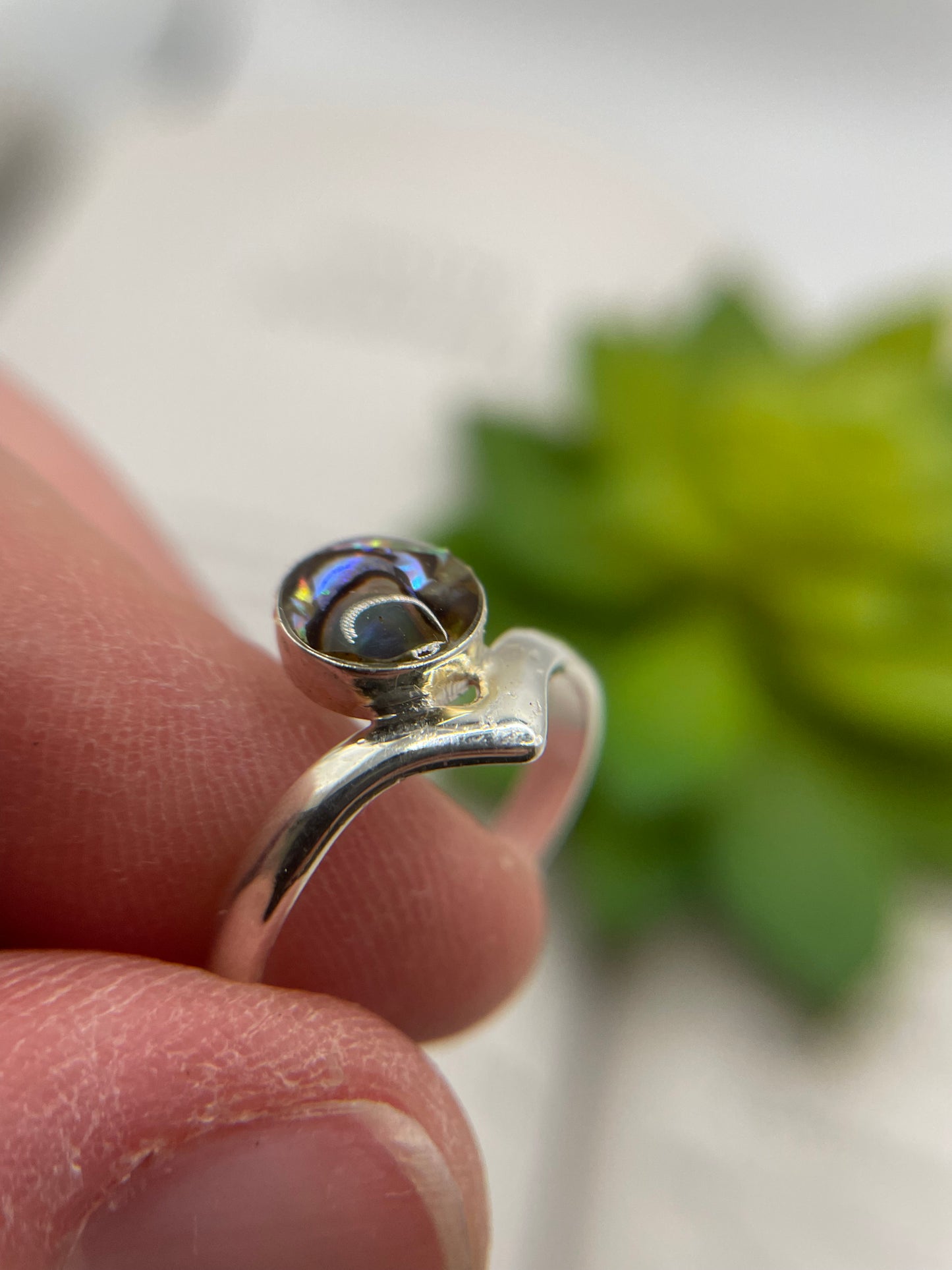 Abalone Shell Crown Ring-Size 9US