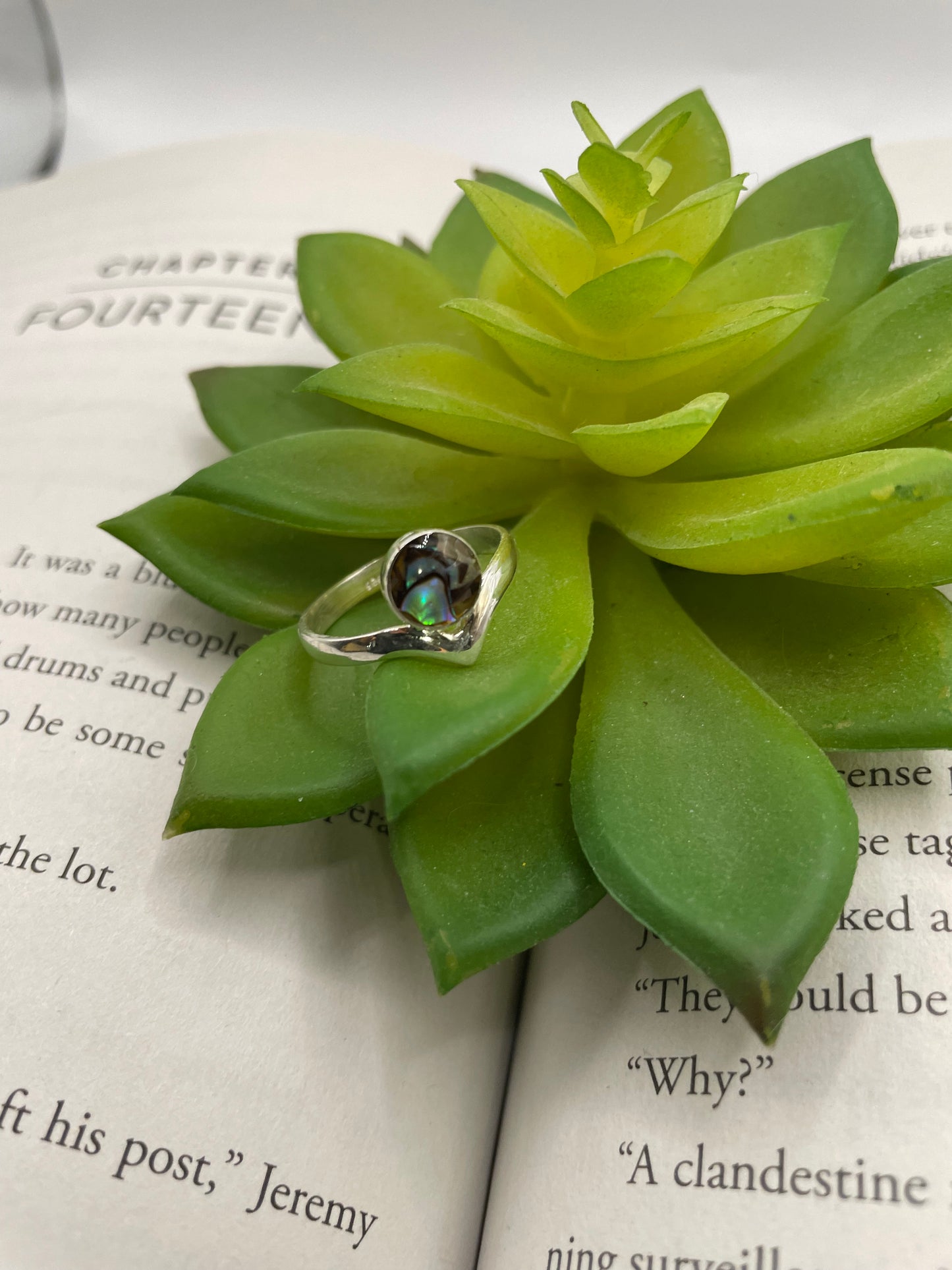 Abalone Shell Crown Ring-Size 9US