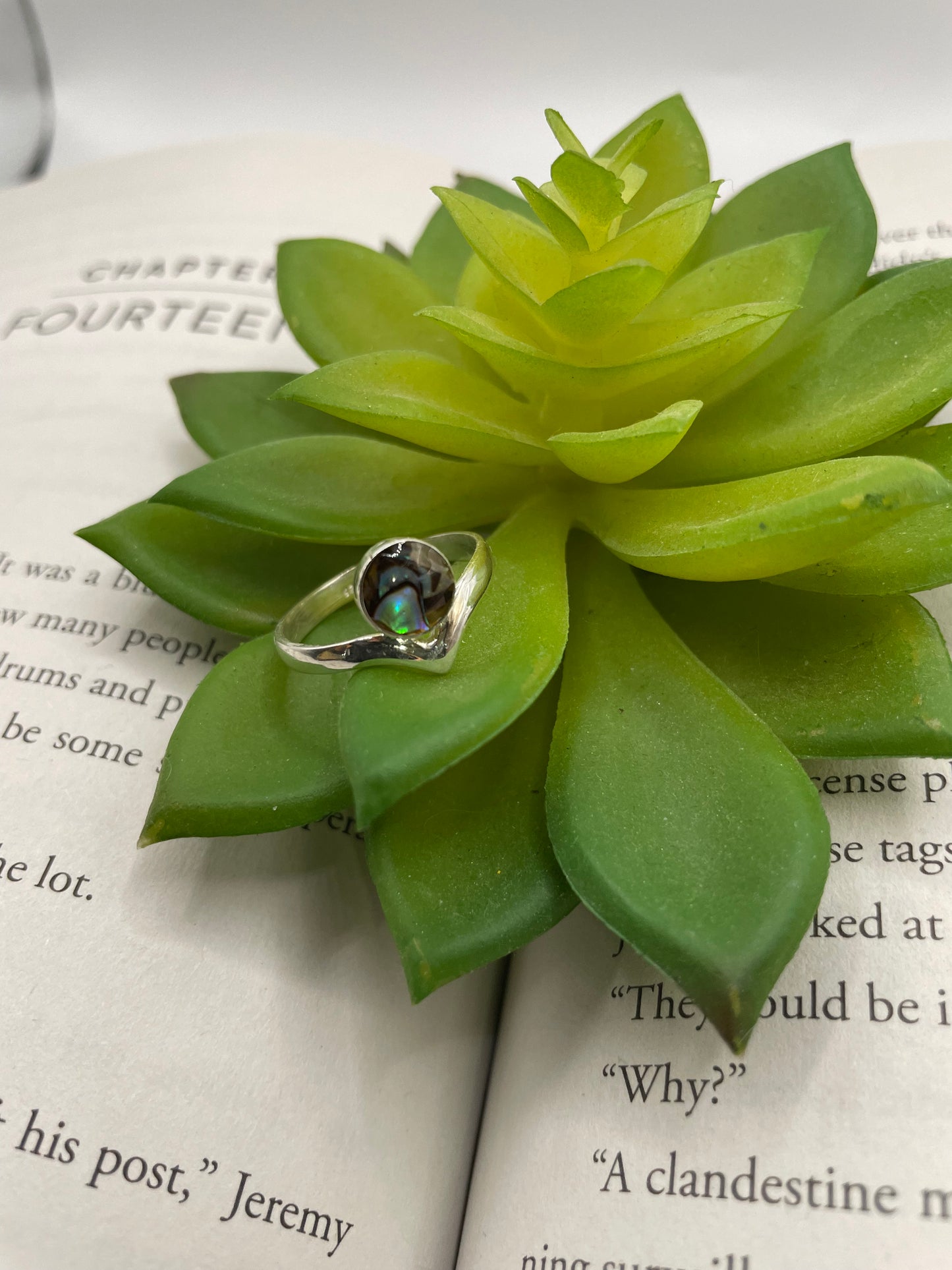 Abalone Shell Crown Ring-Size 9US