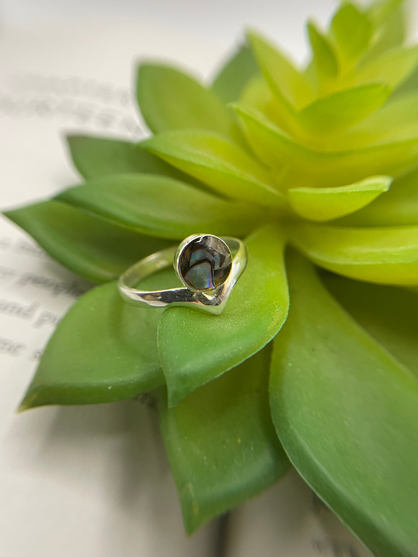 Abalone Shell Crown Ring-Size 9US