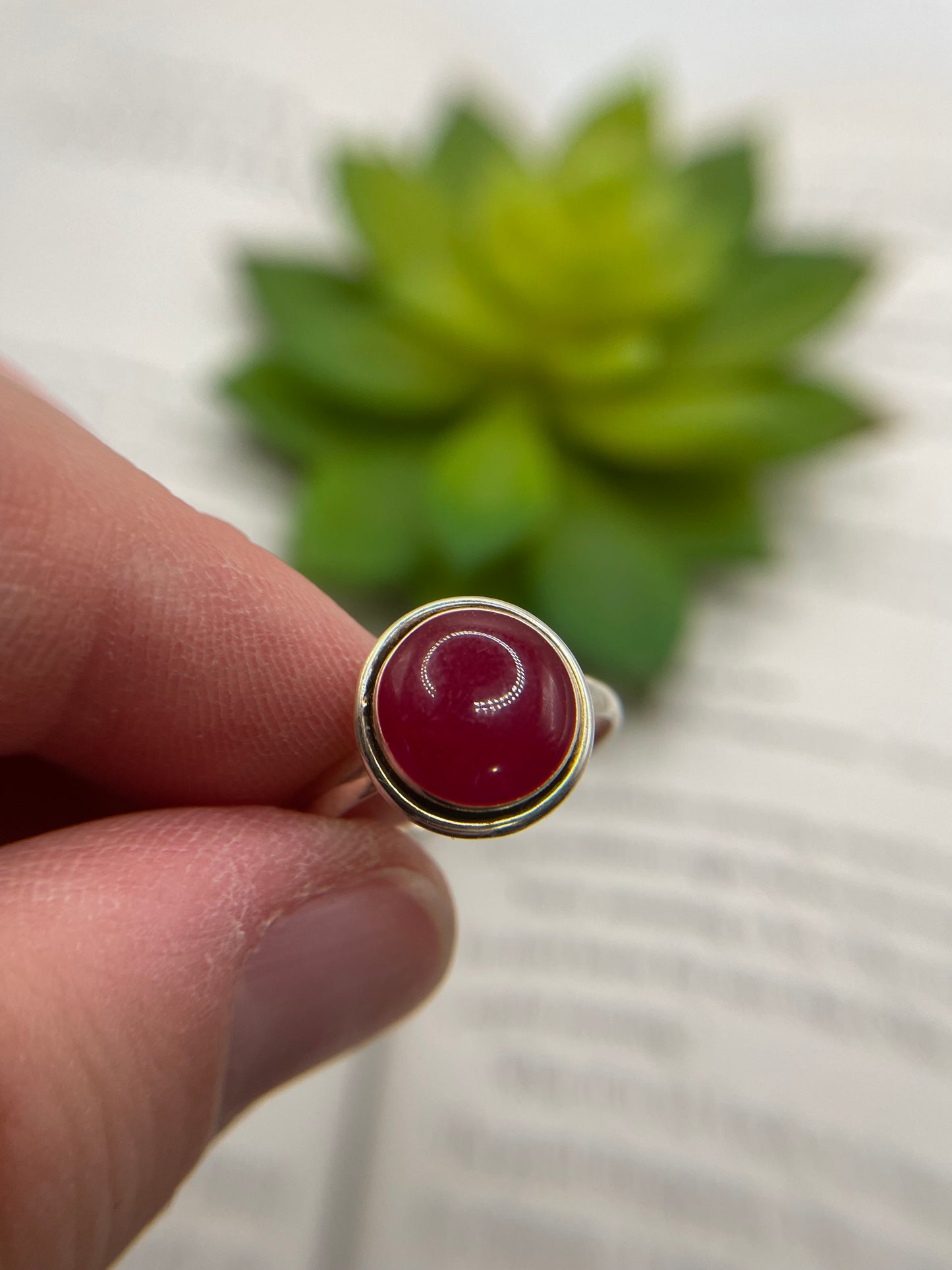 Red Round Bezel Ring-Size 9US