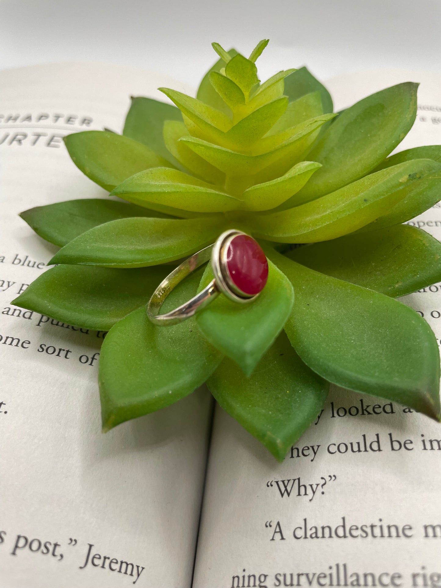 Red Round Bezel Ring-Size 9US