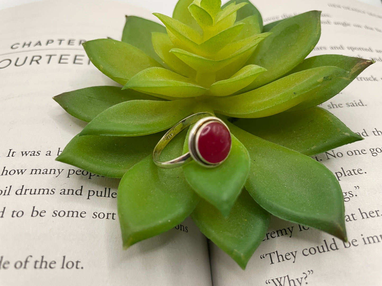 Red Round Bezel Ring-Size 9US