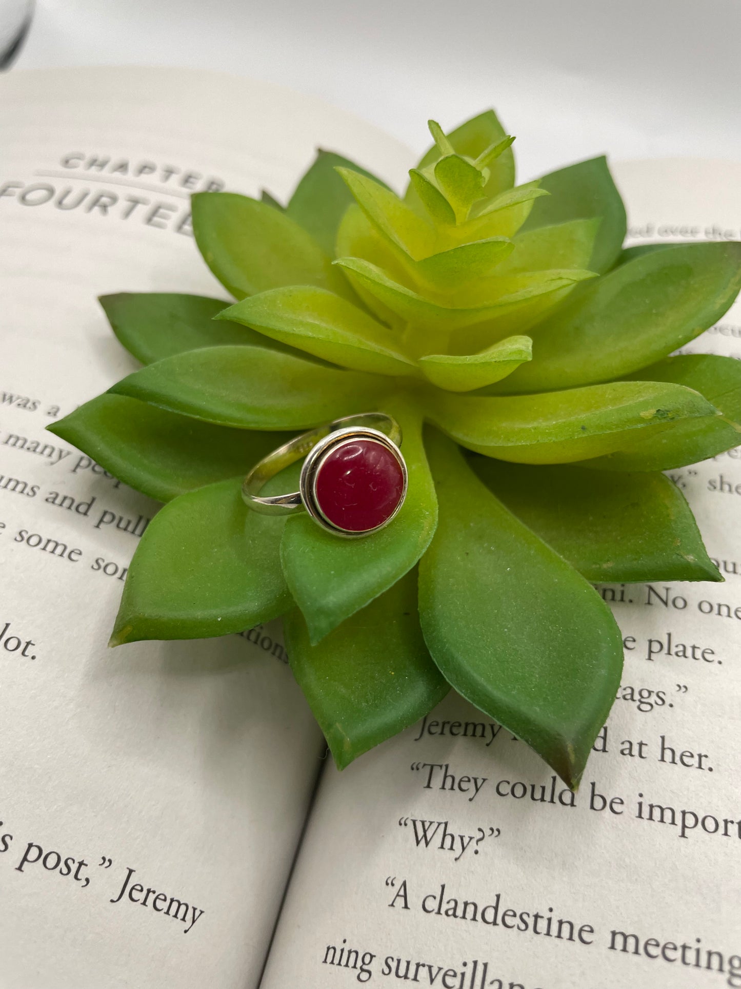 Red Round Bezel Ring-Size 9US