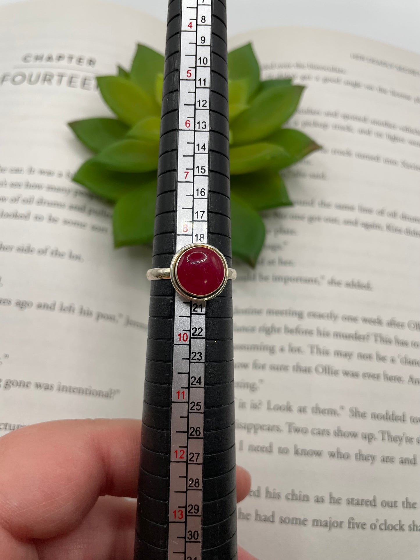 Red Round Bezel Ring-Size 9US