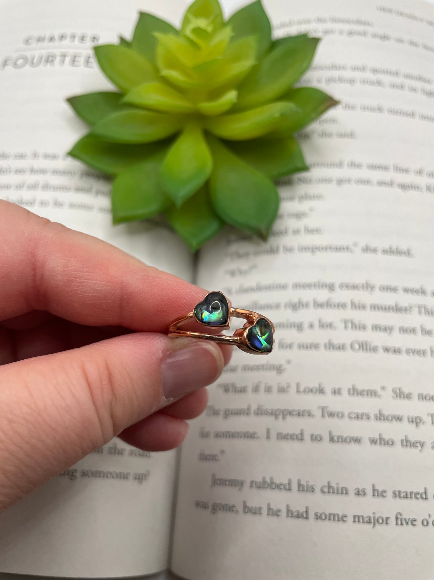 Double Heart Rose Gold Ring-Size 8½US