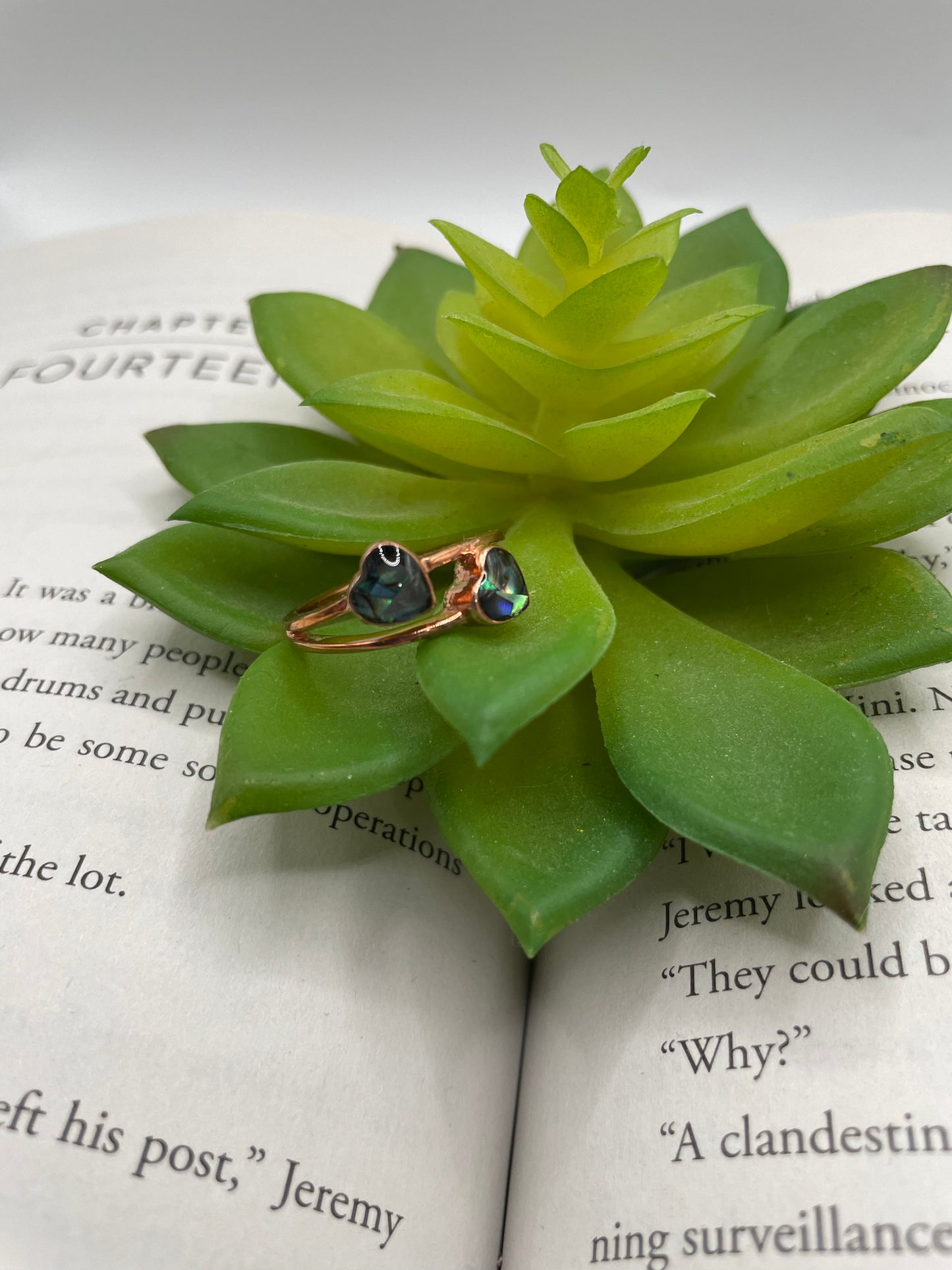 Double Heart Rose Gold Ring-Size 8½US